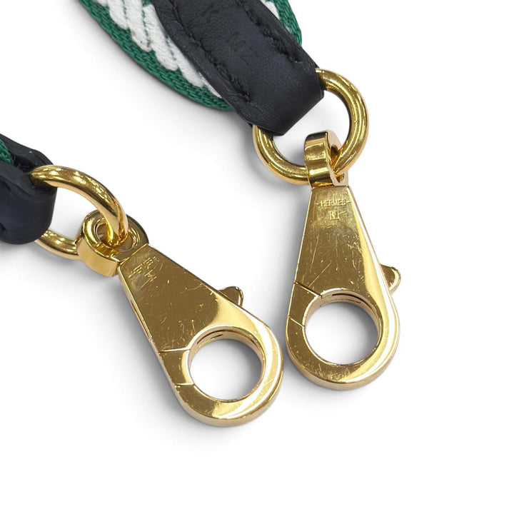 美品●HERMES エルメス キャンバス レザー ゴールド金具 バンドリエール サングル コルダージュ 25mm ショルダーストラップ K刻印 仏製