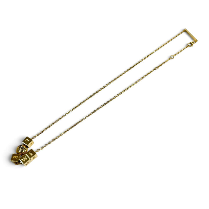 美品★LOEWE ロエベ J698241X01 ペブル キューブ ネックレス AG925 ロゴキューブ ゴールド 伊製 重量15.3g 定価122100円 箱・保存袋付
