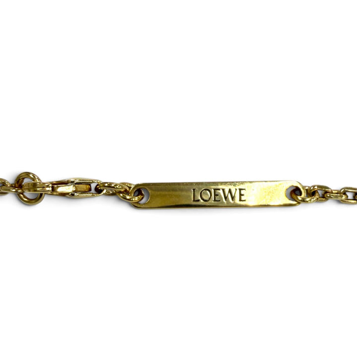 美品★LOEWE ロエベ J698241X01 ペブル キューブ ネックレス AG925 ロゴキューブ ゴールド 伊製 重量15.3g 定価122100円 箱・保存袋付