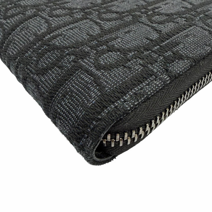 美品☆DIOR ディオール 2ESBC252YSE ディオール オブリーク ジャカード レザー 現行品 ラウンドジップウォレット 長財布 伊製 定125000円