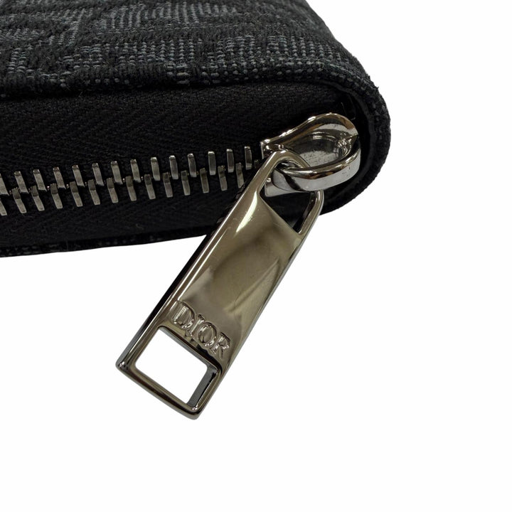 美品☆DIOR ディオール 2ESBC252YSE ディオール オブリーク ジャカード レザー 現行品 ラウンドジップウォレット 長財布 伊製 定125000円