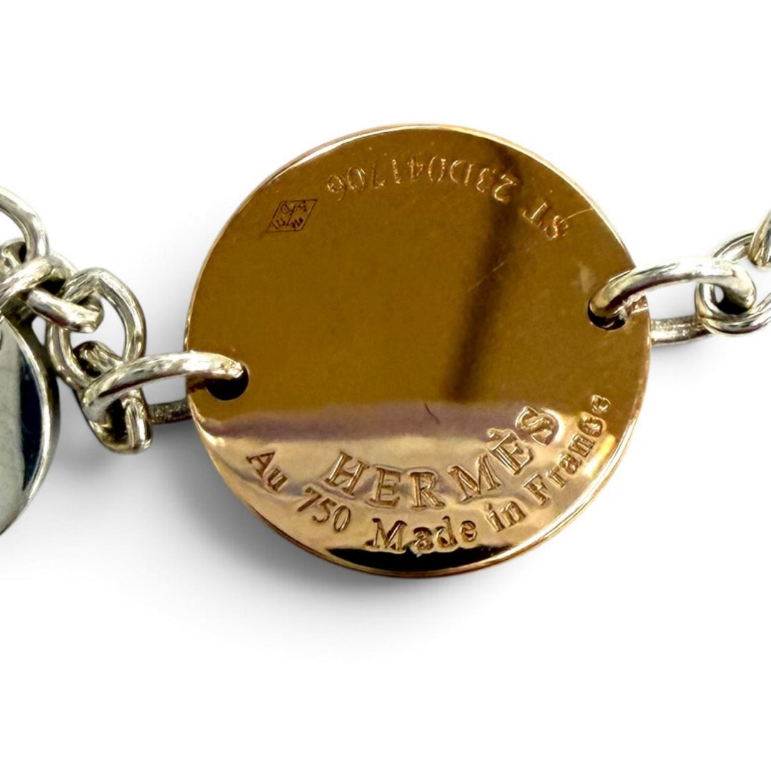 美品★HERMES エルメス 2023年製 エクスリブリス 925 750(PG) ブレスレット ピンクゴールド シルバー フランス製 重量8.0g 箱付き