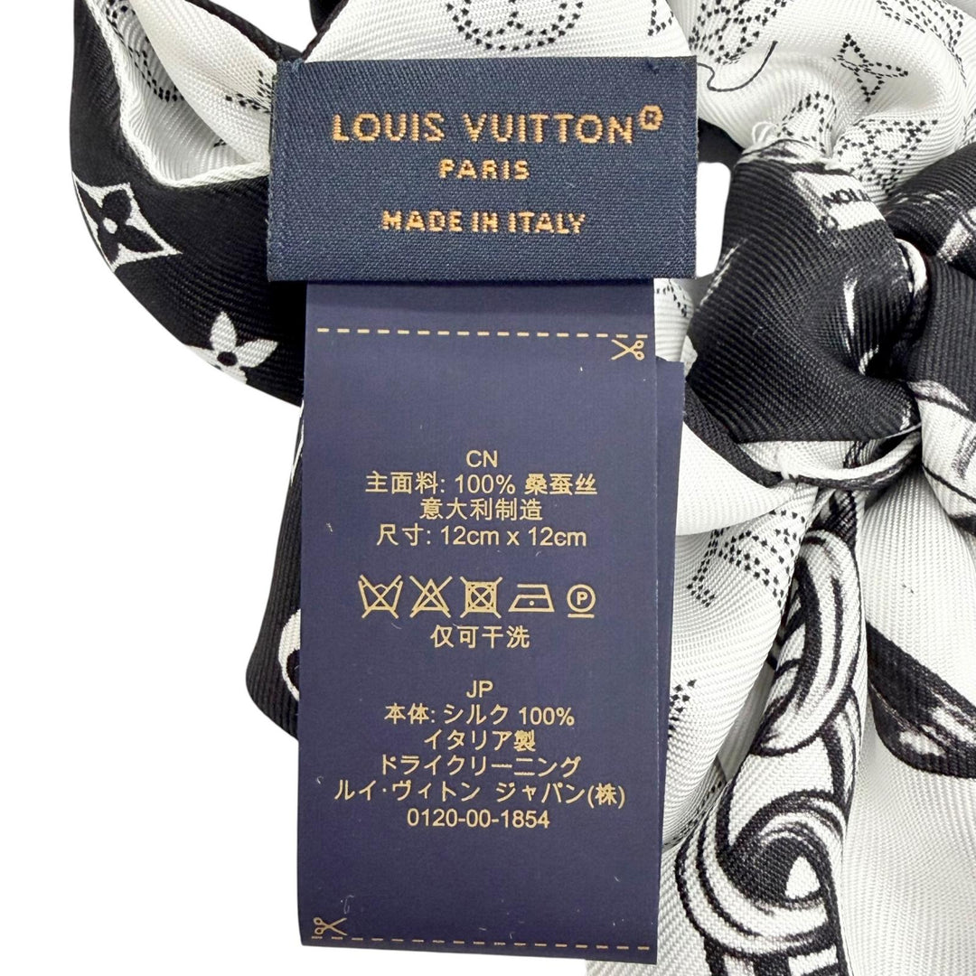 極美品△LOUIS VUITTON ルイヴィトン 2025年 M96662 LV ブルーム シュシュ シルク100% モノグラム ヘアアクセサリー ノワール S 正規品