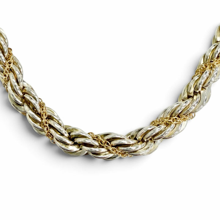 極美品△TIFFANY&amp;Co. ティファニー 925 750 ツイストチェーン ロング ネックレス アクセサリー シルバー ゴールド 重量60.6g 箱・袋付き