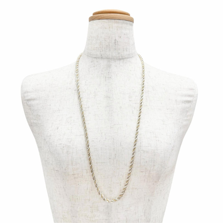 極美品△TIFFANY&amp;Co. ティファニー 925 750 ツイストチェーン ロング ネックレス アクセサリー シルバー ゴールド 重量60.6g 箱・袋付き