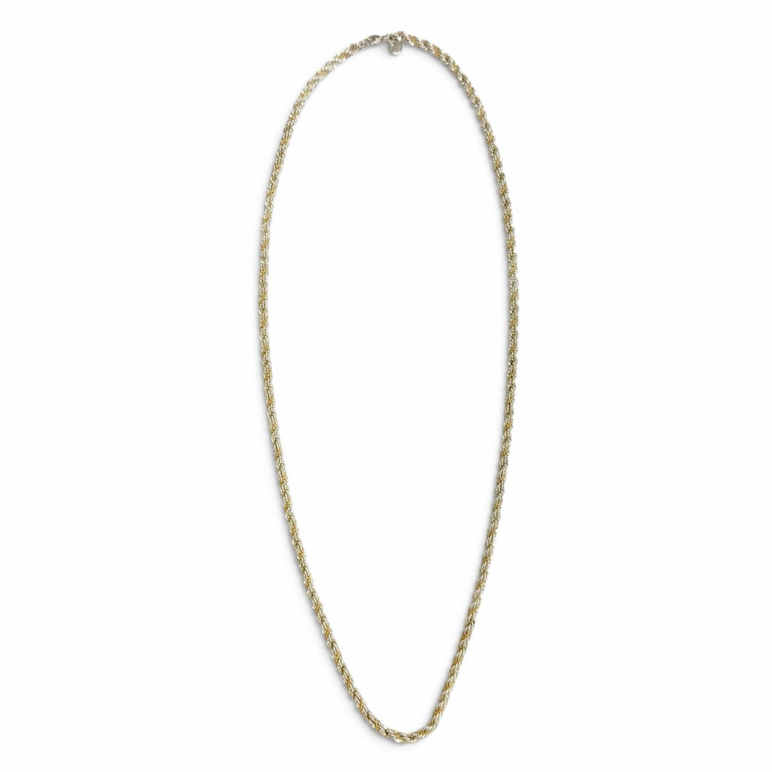 極美品△TIFFANY&amp;Co. ティファニー 925 750 ツイストチェーン ロング ネックレス アクセサリー シルバー ゴールド 重量60.6g 箱・袋付き