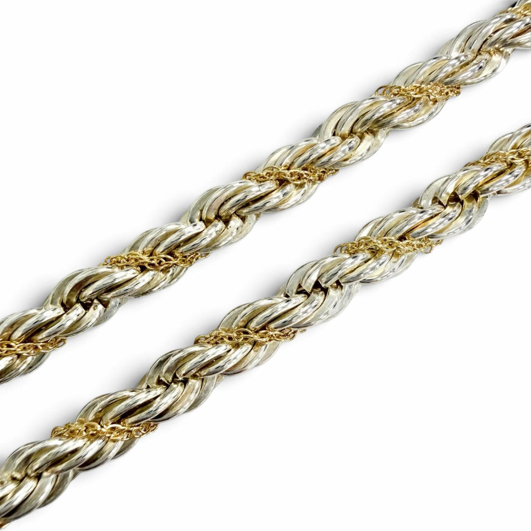 極美品△TIFFANY&amp;Co. ティファニー 925 750 ツイストチェーン ロング ネックレス アクセサリー シルバー ゴールド 重量60.6g 箱・袋付き