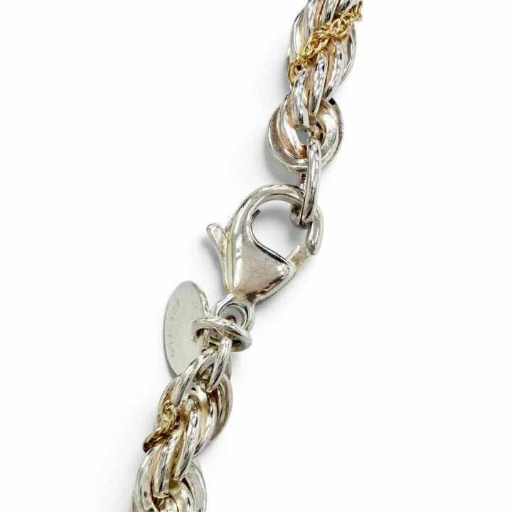 極美品△TIFFANY&amp;Co. ティファニー 925 750 ツイストチェーン ロング ネックレス アクセサリー シルバー ゴールド 重量60.6g 箱・袋付き