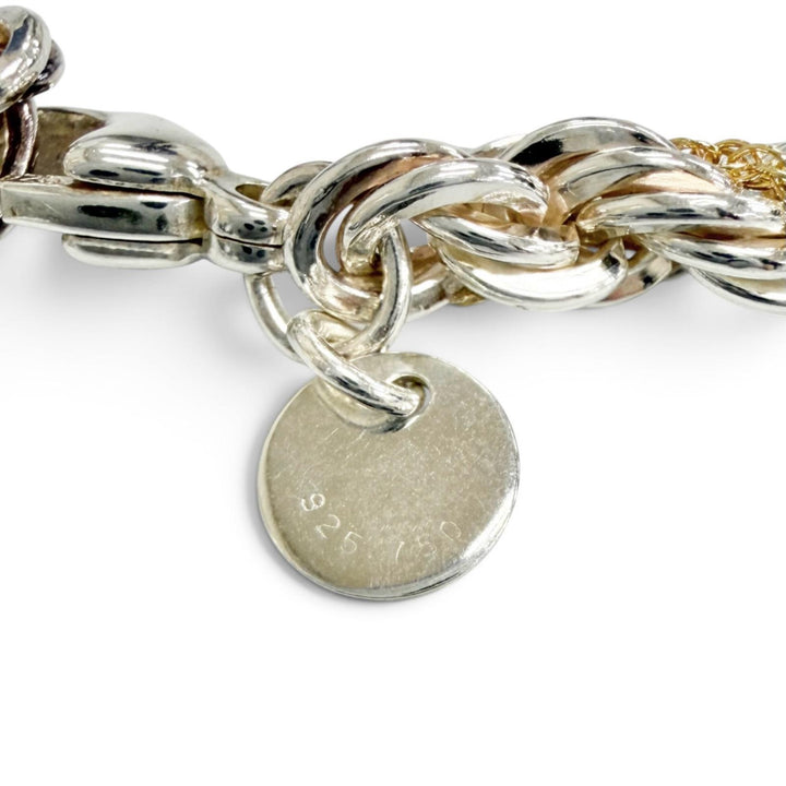 極美品△TIFFANY&amp;Co. ティファニー 925 750 ツイストチェーン ロング ネックレス アクセサリー シルバー ゴールド 重量60.6g 箱・袋付き