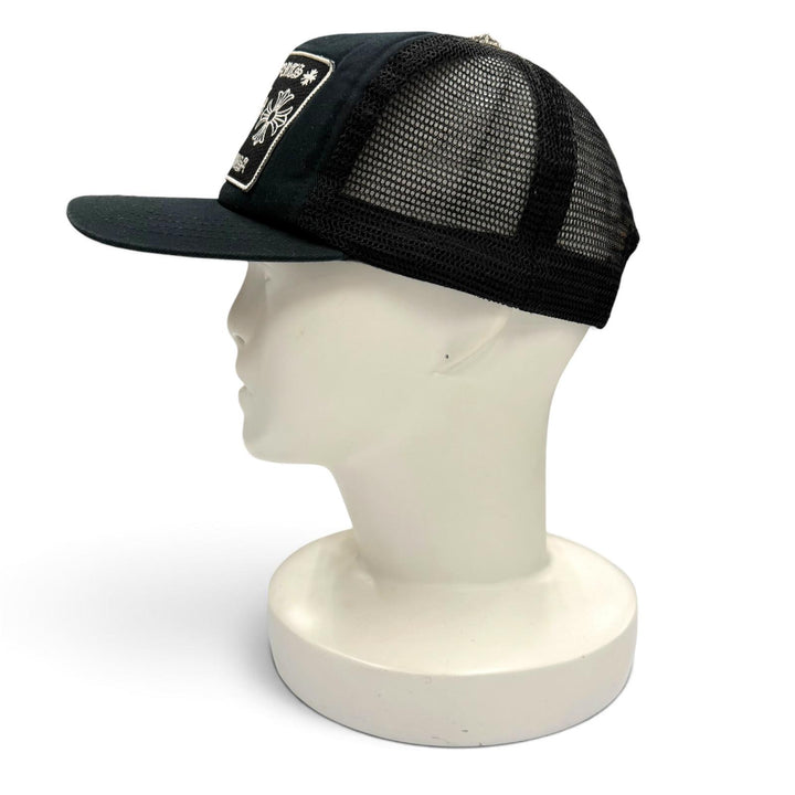 良品▼CHROME HEARTS クロムハーツ TRUCKER CAP CHパッチ メッシュ 帽子 トラッカーキャップ ブラック シルバー金具 USA製 正規品 メンズ