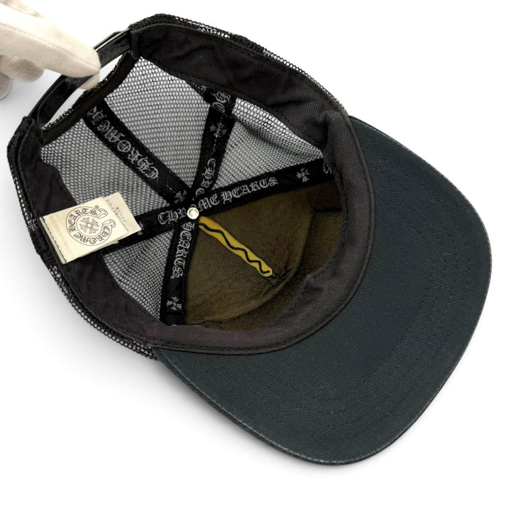良品▼CHROME HEARTS クロムハーツ TRUCKER CAP CHパッチ メッシュ 帽子 トラッカーキャップ ブラック シルバー金具 USA製 正規品 メンズ