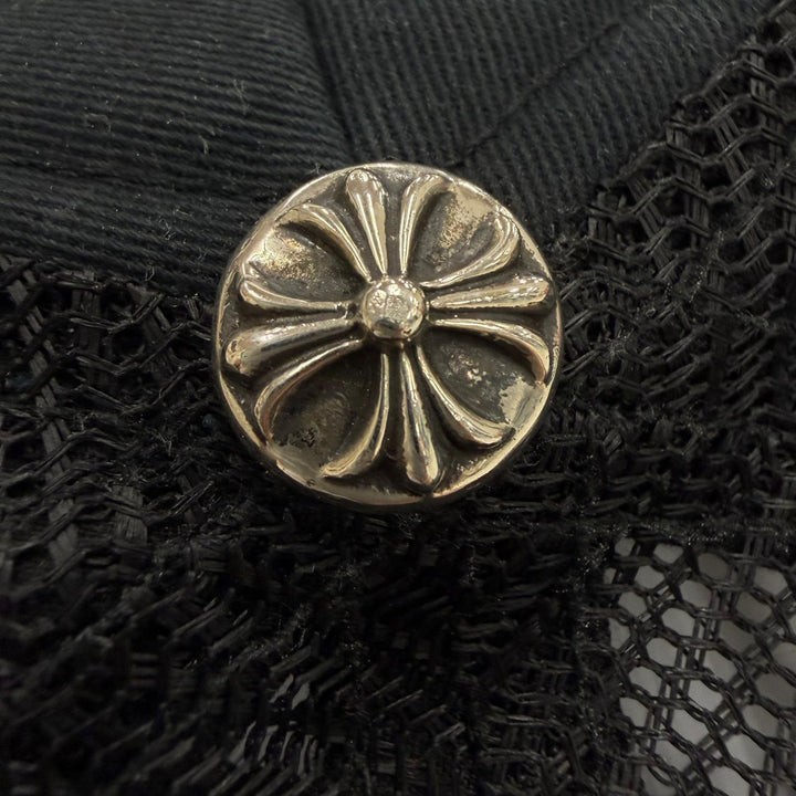 良品▼CHROME HEARTS クロムハーツ TRUCKER CAP CHパッチ メッシュ 帽子 トラッカーキャップ ブラック シルバー金具 USA製 正規品 メンズ