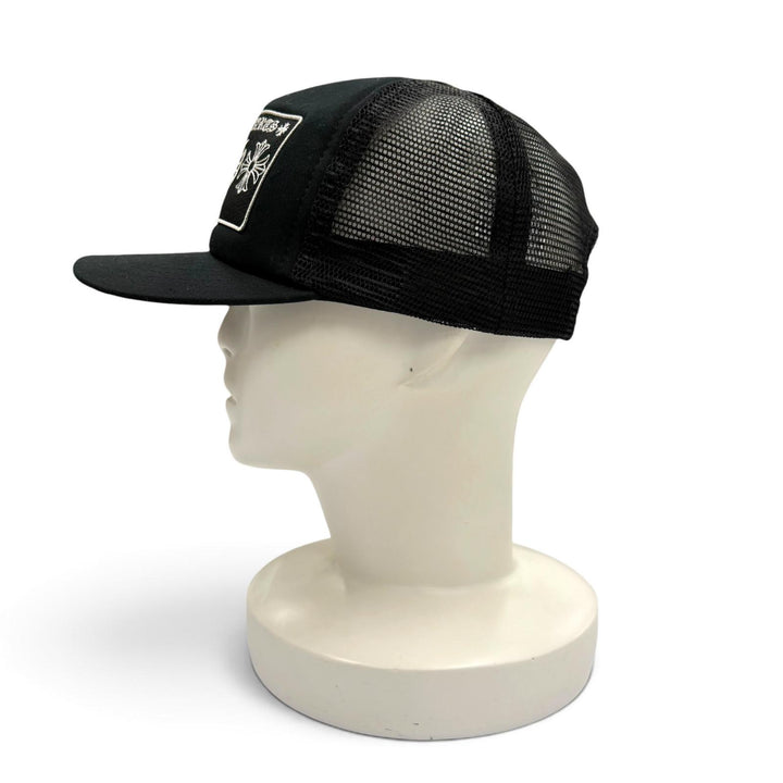 極美品▼CHROME HEARTS クロムハーツ TRUCKER CAP NYC CHパッチ メッシュ 帽子 トラッカー キャップ ブラック OS 51-61 USA製 メンズ
