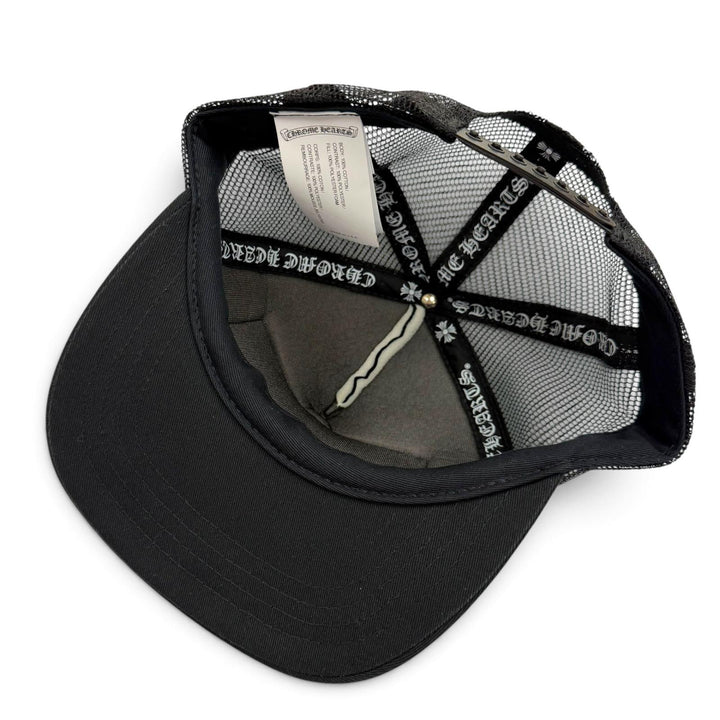 極美品▼CHROME HEARTS クロムハーツ TRUCKER CAP NYC CHパッチ メッシュ 帽子 トラッカー キャップ ブラック OS 51-61 USA製 メンズ