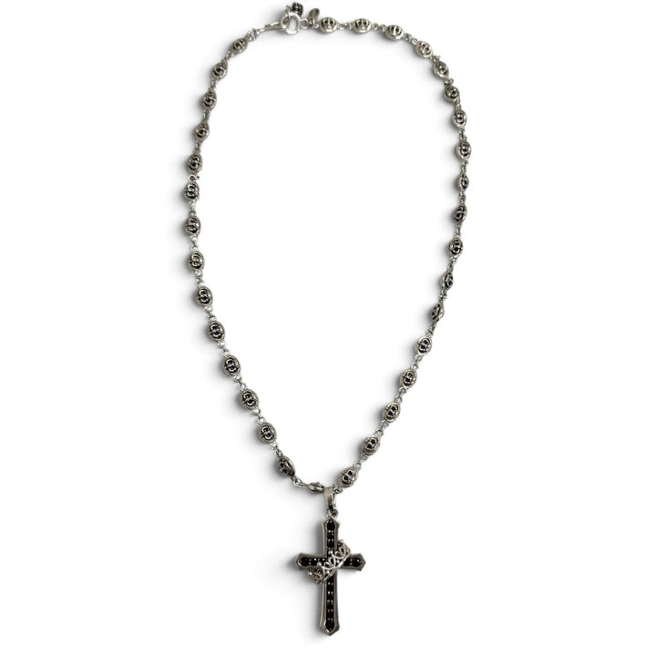 美品□Justin Davis ジャスティンデイビス SPJ122-1 2 BLK/SNJ120 2 50 SV925 ジルコニア CROSS with CROWN/STONE ネックレス 重量44.5g