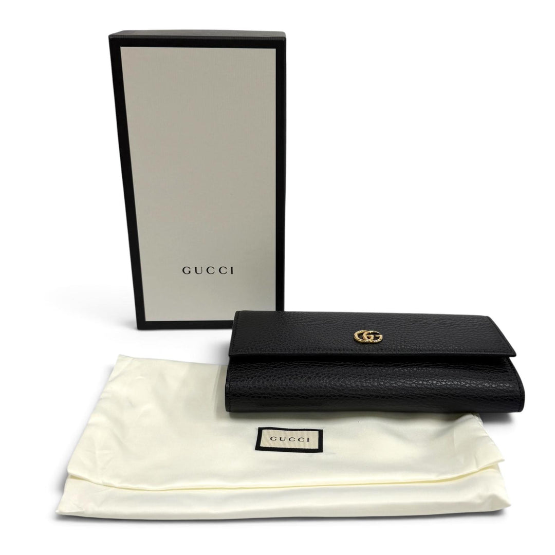 未使用品★GUCCI グッチ 456116 ダブルG コンチネンタルウォレット 現行品 GGマーモント レザー ロングウォレット 長財布 箱・保存袋付