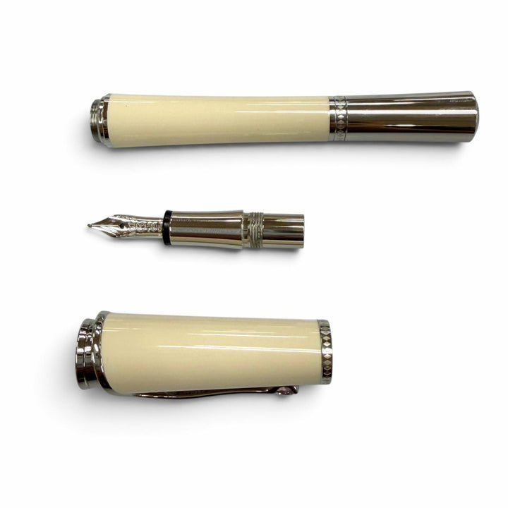 極美品▼モンブラン ミューズ エディション プリンセス グレース ドゥ モナコ ピンクトパーズ 14K カートリッジ式 万年筆 アイボリー
