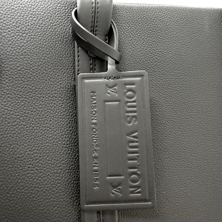 極美品□LOUIS VUITTON ルイヴィトン M57308 LV・アエログラム テイクオフ レザー トートバッグ ブラック スペイン製 メンズ A4収納◎