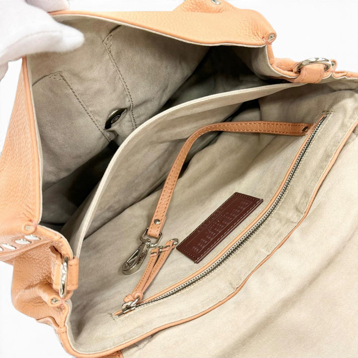 未使用品△ZANELLATO ザネラート POSTINA ポスティーナ レザー 2WAY ハンドバッグ ショルダーバッグ ショルダーバッグ ブラウン系 袋付き