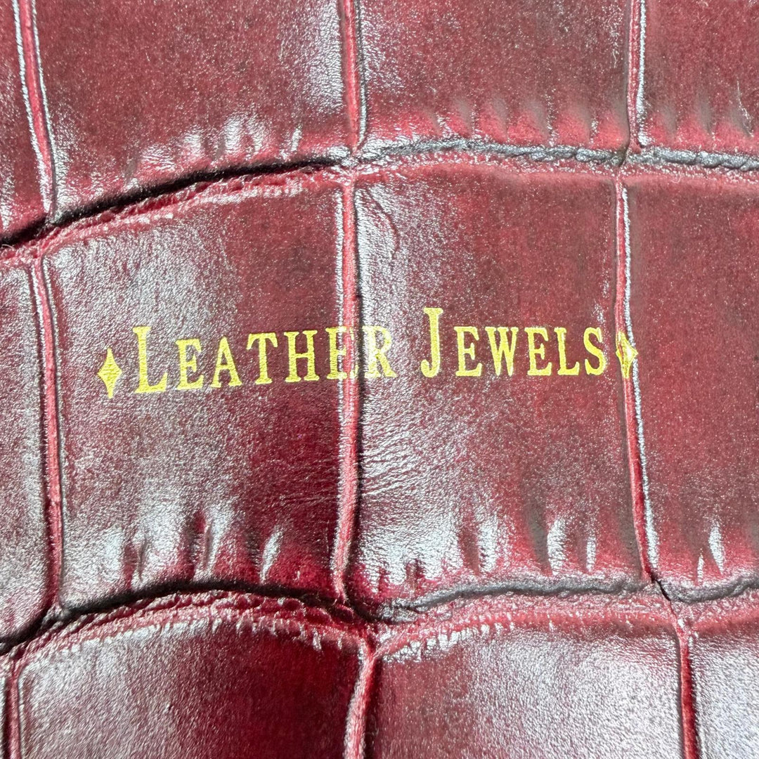 極美品☆LEATHER JEWELS レザージュエルズ クロコエンボス パスケース付 2WAY レザー ショルダーバッグ トートバッグ ボルドー 保存袋付