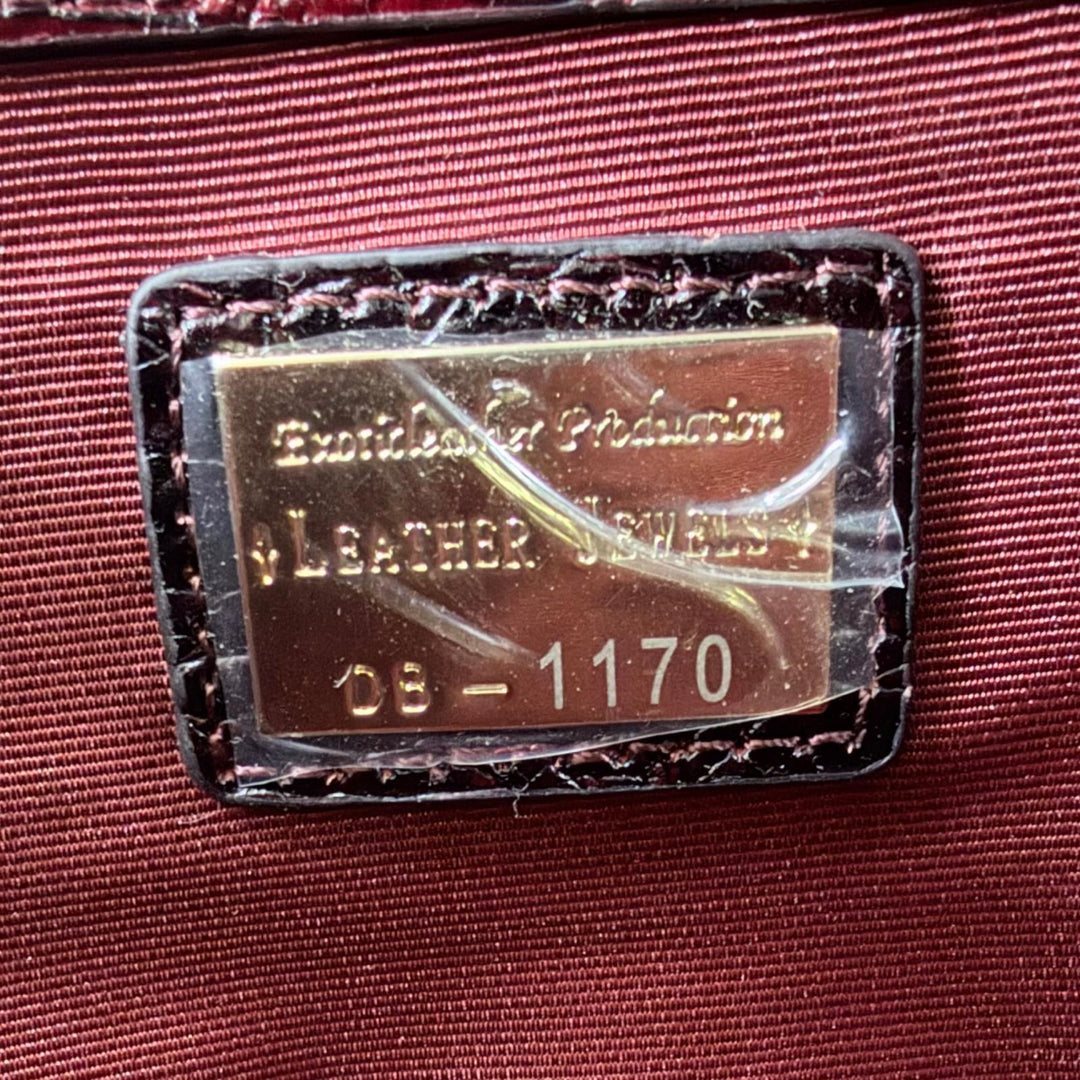 極美品☆LEATHER JEWELS レザージュエルズ クロコエンボス パスケース付 2WAY レザー ショルダーバッグ トートバッグ ボルドー 保存袋付