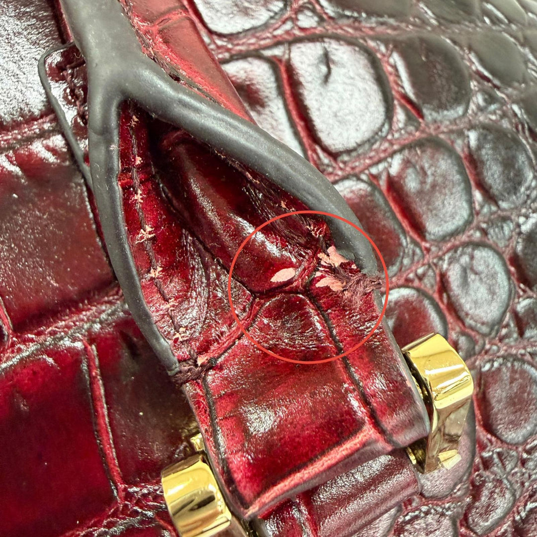 極美品☆LEATHER JEWELS レザージュエルズ クロコエンボス パスケース付 2WAY レザー ショルダーバッグ トートバッグ ボルドー 保存袋付