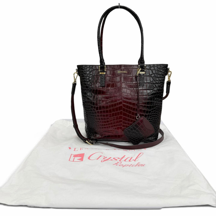 極美品☆LEATHER JEWELS レザージュエルズ クロコエンボス パスケース付 2WAY レザー ショルダーバッグ トートバッグ ボルドー 保存袋付