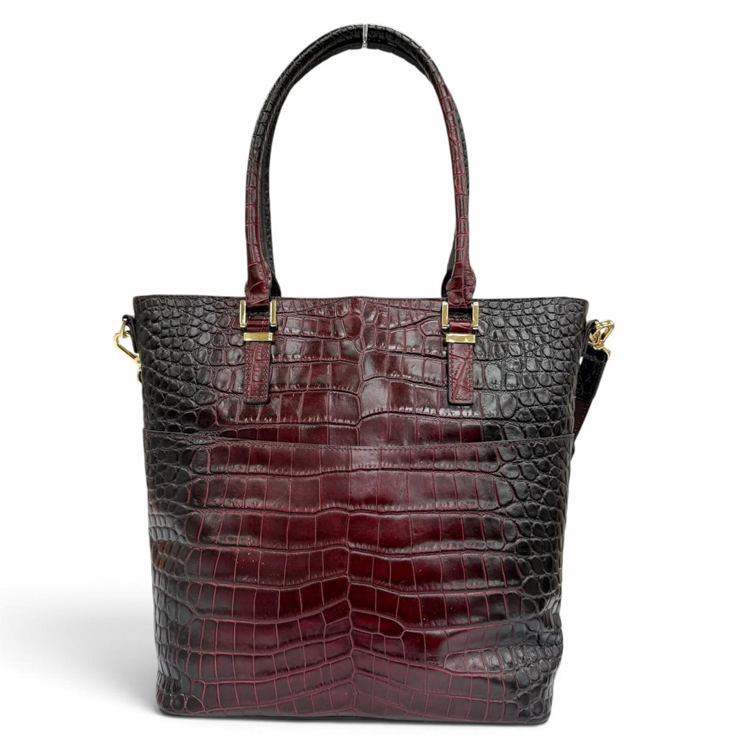 極美品☆LEATHER JEWELS レザージュエルズ クロコエンボス パスケース付 2WAY レザー ショルダーバッグ トートバッグ ボルドー 保存袋付