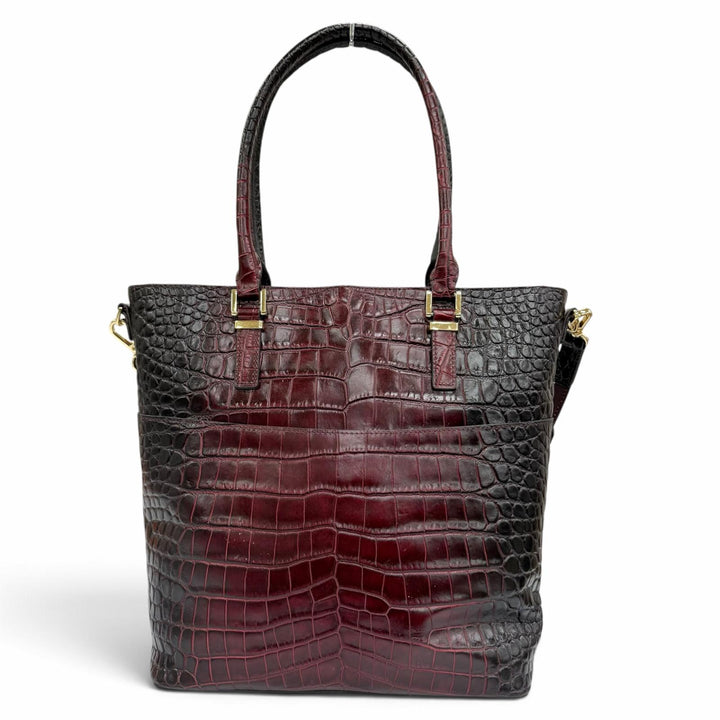 極美品☆LEATHER JEWELS レザージュエルズ クロコエンボス パスケース付 2WAY レザー ショルダーバッグ トートバッグ ボルドー 保存袋付