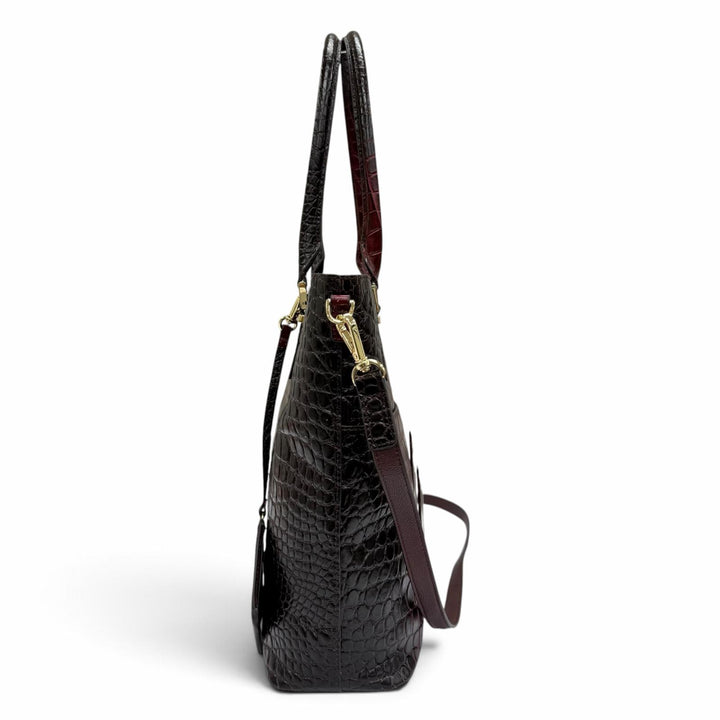 極美品☆LEATHER JEWELS レザージュエルズ クロコエンボス パスケース付 2WAY レザー ショルダーバッグ トートバッグ ボルドー 保存袋付