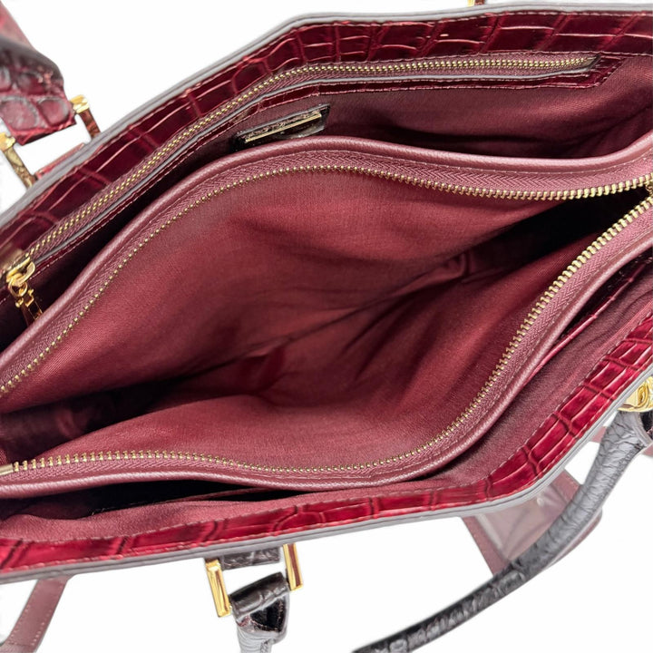 極美品☆LEATHER JEWELS レザージュエルズ クロコエンボス パスケース付 2WAY レザー ショルダーバッグ トートバッグ ボルドー 保存袋付