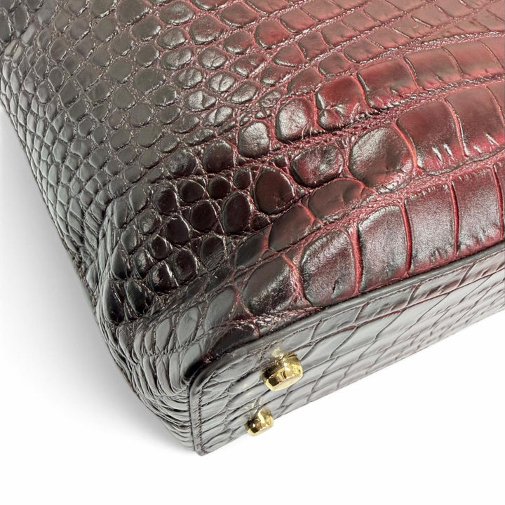 極美品☆LEATHER JEWELS レザージュエルズ クロコエンボス パスケース付 2WAY レザー ショルダーバッグ トートバッグ ボルドー 保存袋付