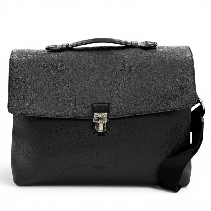 極美品▼DOLCE&amp;GABBANA ドルチェ＆ガッバーナ BM1826 レザー 緩衝材入りポケット 2WAY ビジネスバッグ ブリーフケース ブラック 保存袋付