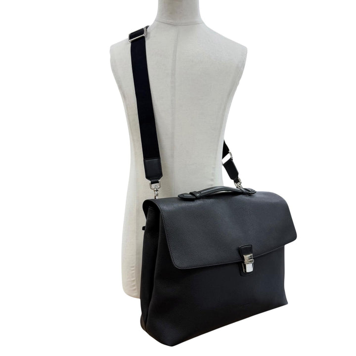 極美品▼DOLCE&amp;GABBANA ドルチェ＆ガッバーナ BM1826 レザー 緩衝材入りポケット 2WAY ビジネスバッグ ブリーフケース ブラック 保存袋付