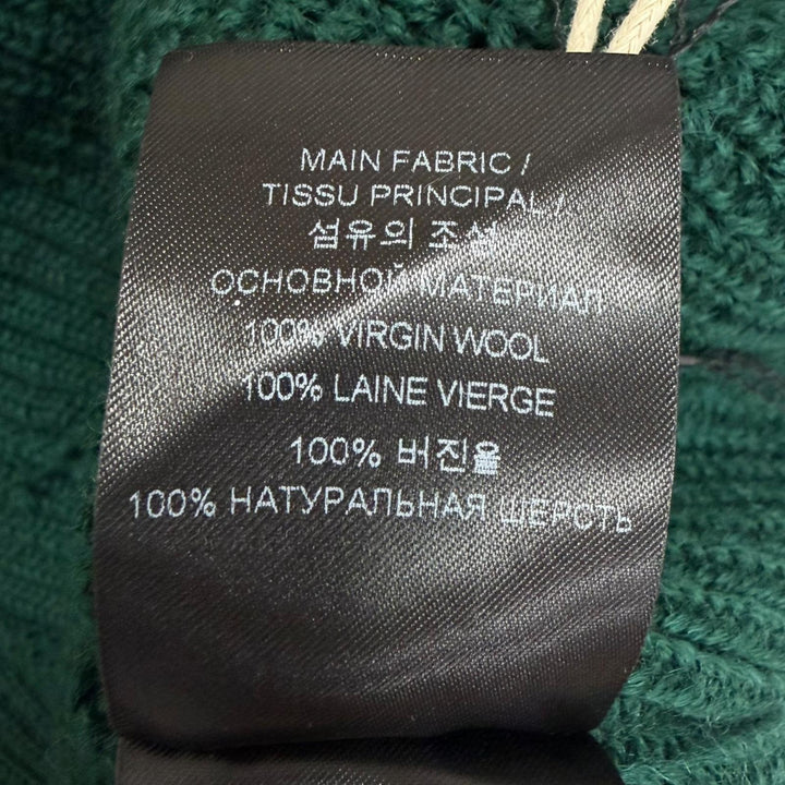 未使用品□VETEMENTS ヴェトモン UA65KN120G バージンウール100% デストロイド Vネック ニット セーター グリーン S イタリア製 メンズ