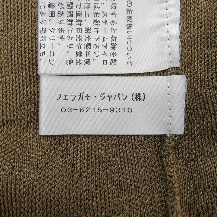 極美品▲Salvatore Ferragamo サルヴァトーレフェラガモ シルク100% 総柄 ガンチーニ 半袖ニット ブラウン M イタリア製 正規品 レディース