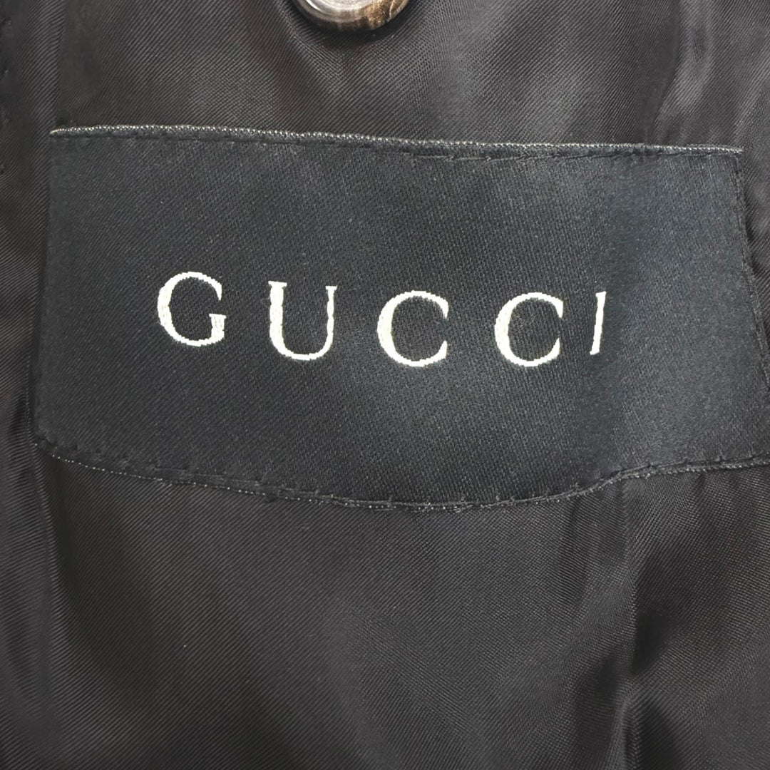 良品□GUCCI グッチ ヴィンテージ 121301 ウール100％ トムフォード期 シングル チェスターコート ロングコート ブラック 48 メンズ