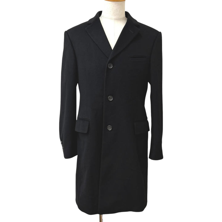 良品□GUCCI グッチ ヴィンテージ 121301 ウール100％ トムフォード期 シングル チェスターコート ロングコート ブラック 48 メンズ