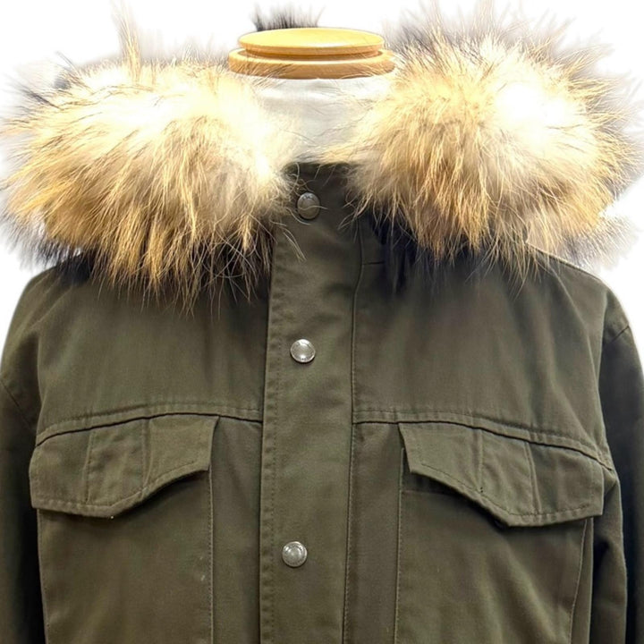 美品▼PAUL SMITH COLLECTION ポールスミスコレクション ウールライナー ファー付き フーデッド ZIPUP フィールドコート カーキ L 正規品