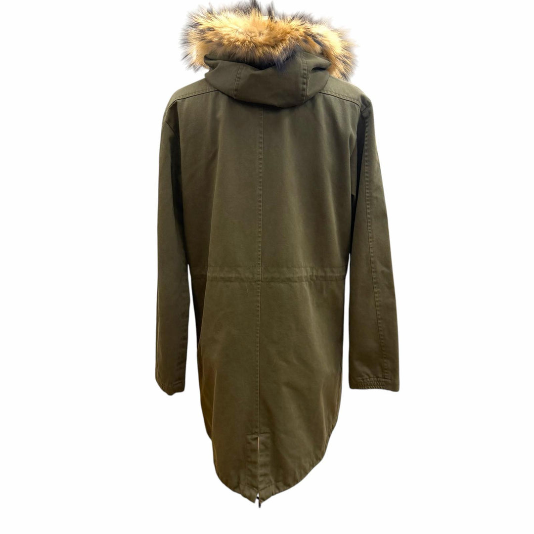 美品▼PAUL SMITH COLLECTION ポールスミスコレクション ウールライナー ファー付き フーデッド ZIPUP フィールドコート カーキ L 正規品