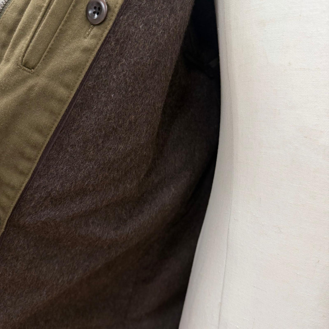 美品▼PAUL SMITH COLLECTION ポールスミスコレクション ウールライナー ファー付き フーデッド ZIPUP フィールドコート カーキ L 正規品