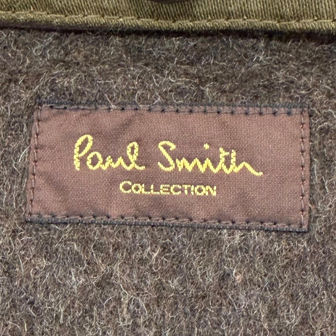 美品▼PAUL SMITH COLLECTION ポールスミスコレクション ウールライナー ファー付き フーデッド ZIPUP フィールドコート カーキ L 正規品
