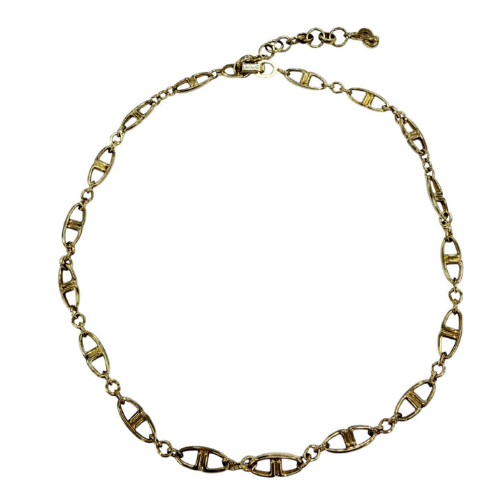 美品☆Christian Dior クリスチャンディオール ヴィンテージ メタル CDロゴ チェーン チョーカー ネックレス ゴールド レディース