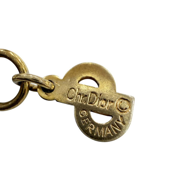 美品☆Christian Dior クリスチャンディオール ヴィンテージ メタル CDロゴ チェーン チョーカー ネックレス ゴールド レディース