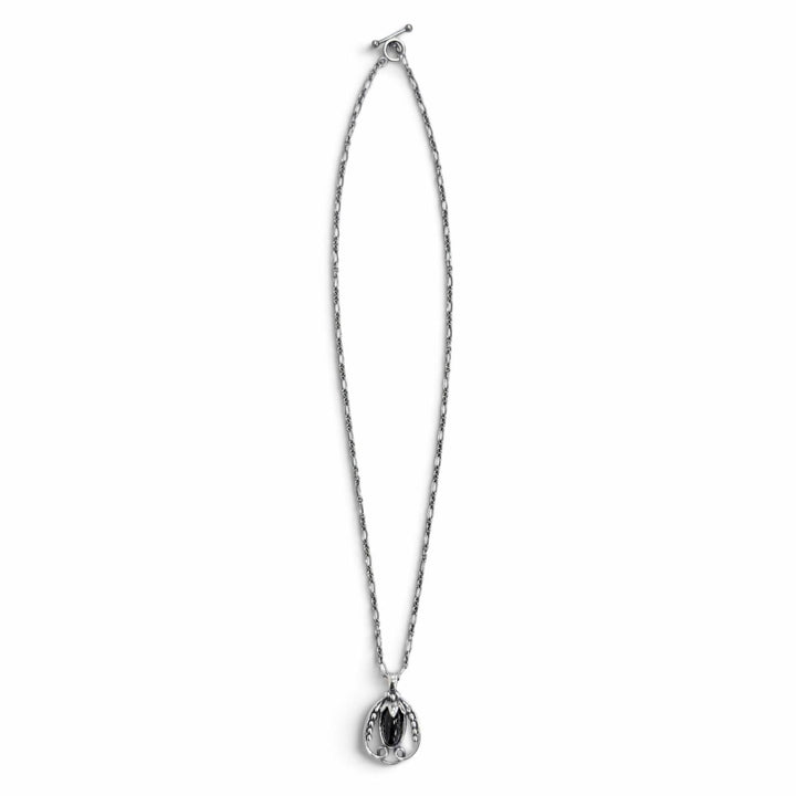美品△Georg Jensen ジョージジェンセン 925 オニキス 1990 イヤーペンダント ネックレス Tバー ブラックアゲート シルバー 重量115.7g