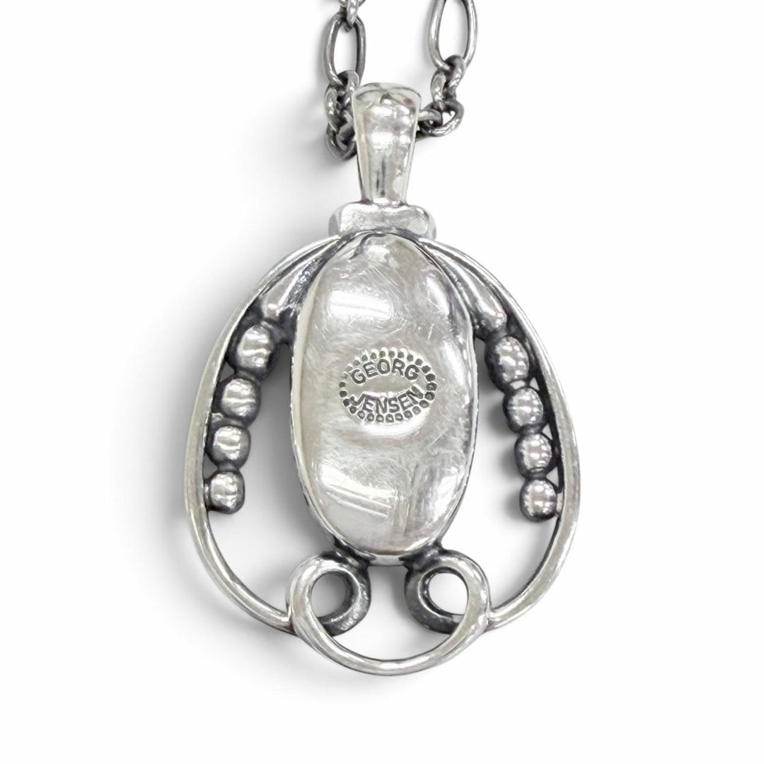 美品△Georg Jensen ジョージジェンセン 925 オニキス 1990 イヤーペンダント ネックレス Tバー ブラックアゲート シルバー 重量115.7g