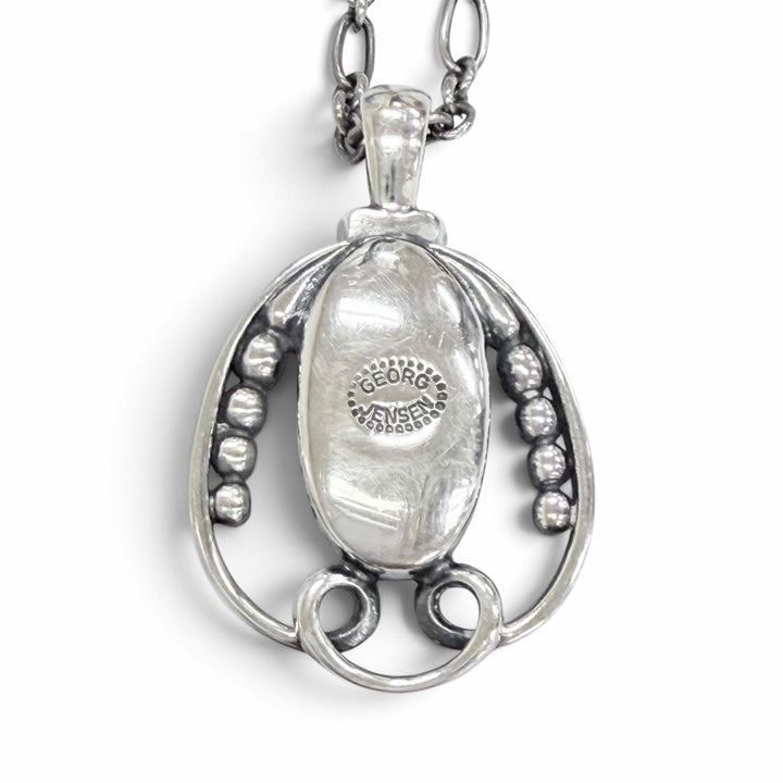 美品△Georg Jensen ジョージジェンセン 925 オニキス 1990 イヤーペンダント ネックレス Tバー ブラックアゲート シルバー 重量115.7g