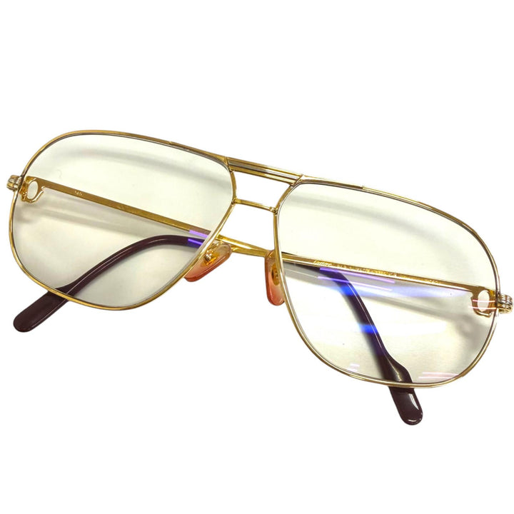 良品□Cartier カルティエ ヴィンテージ トリニティ ツーブリッジ ティアドロップメガネ 眼鏡 アイウェア ゴールド 62□12-140 仏製 度入