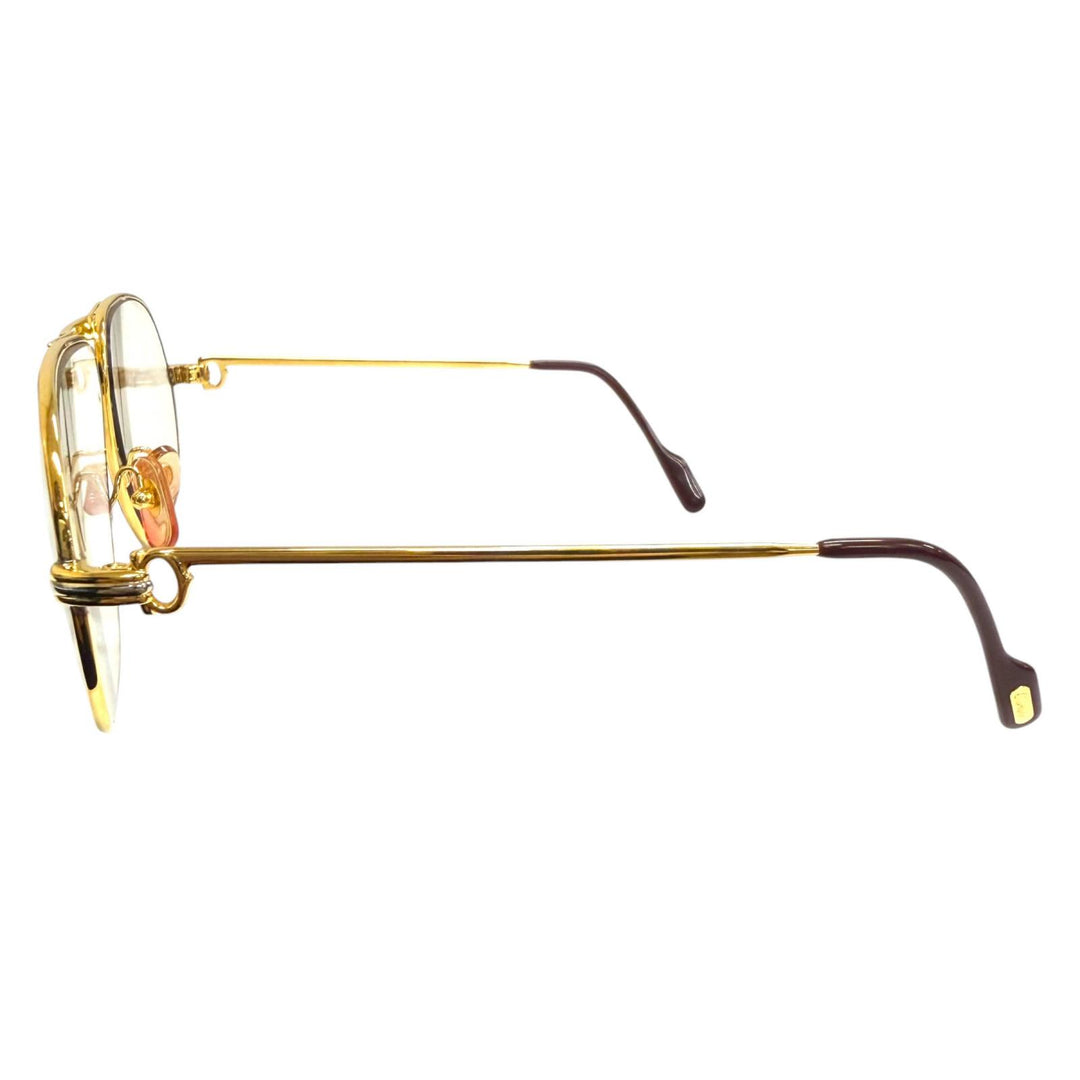 良品□Cartier カルティエ ヴィンテージ トリニティ ツーブリッジ ティアドロップメガネ 眼鏡 アイウェア ゴールド 62□12-140 仏製 度入