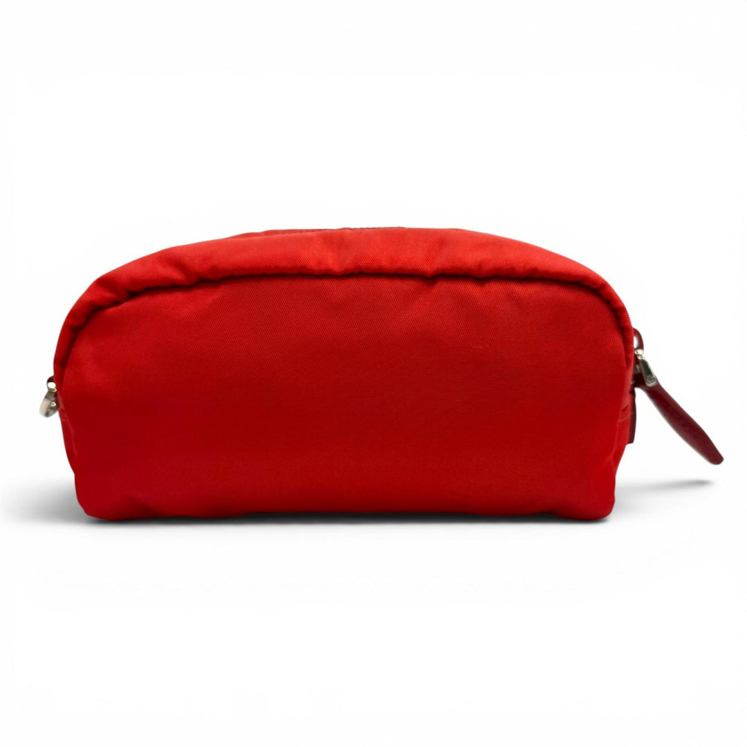 未使用品★PRADA プラダ 1NE175 VELA Re-Nylon ミニポーチ ROSSO トライアングルロゴプレート 化粧ポーチ イタリア製 レディース